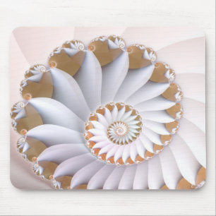 Mousepad Nautilus brancos, Abstrato, Arte de Seashell