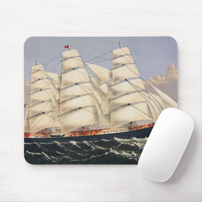 Mousepad Navio à Vela Náutico Antigo Currier & Ives (Com mouse)