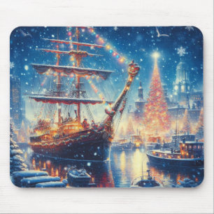 Mousepad Navio ancorado de Natal/Inverno