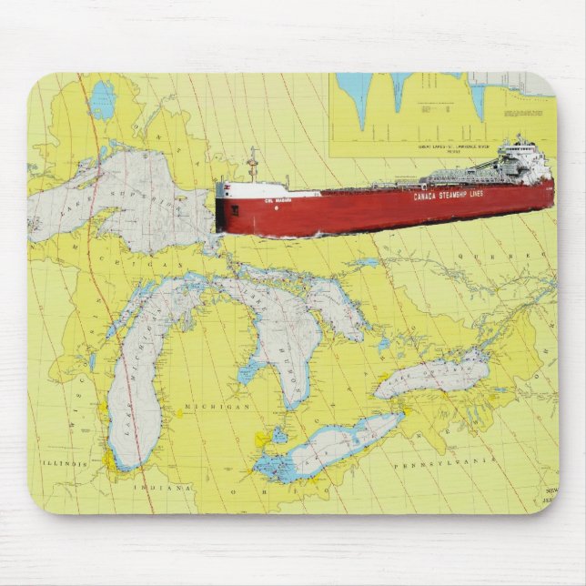 Mousepad Navio CSL Niagra dos grandes lagos e carta (Frente)