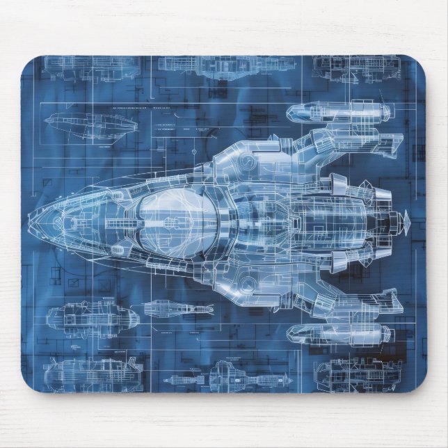 Mousepad Navio de Espaço de Impressão Escrita Científica-Fi (Frente)