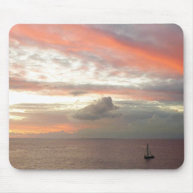 Mousepad Navio de vela em sol Belo e Rosa, paisagem (Frente)