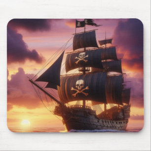 Mousepad Navio pirata ao nascer do sol/pôr do sol
