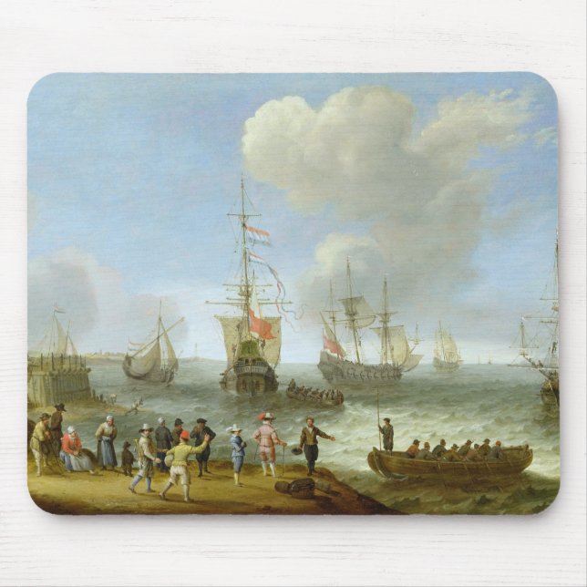 Mousepad Navios de guerra holandeses em um estuário (Frente)