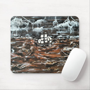 Mousepad Navios em uma Tempestade Pintura por Alfred Fox
