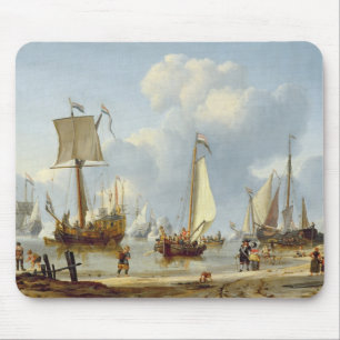 Mousepad Navios na água calma com figuras pela costa