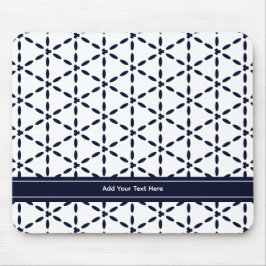 Mousepad Navy Blue Geometric Pattern on White
