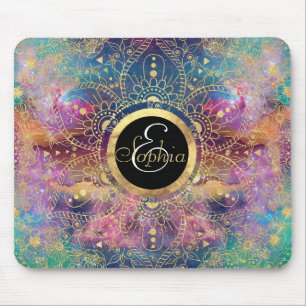 Mousepad Nebulosa Colorida Dourada de Mandala