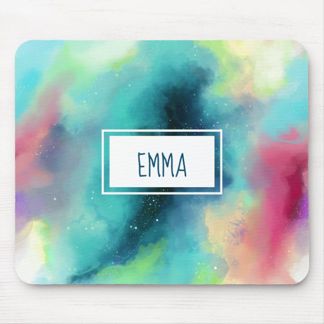 Mousepad Nebulosa do Espaço Verde Moderno e Vermelho (Frente)