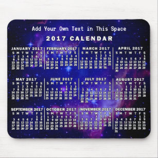 Mousepad Nebulosa Espacial Personalizada do Calendário Mens