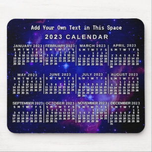 Mousepad Nebulosa Espacial Personalizada do Calendário Mens