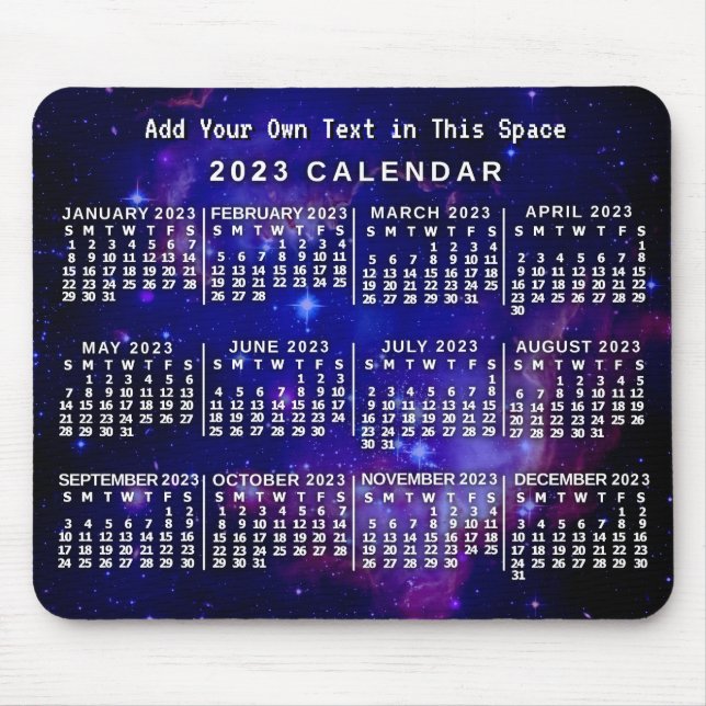 Mousepad Nebulosa Espacial Personalizada do Calendário Mens (Frente)