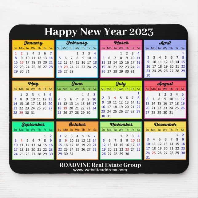 Mousepad Negócio de Script Preto Branco Simples de Calendár (Frente)
