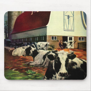Mousepad Negócio do vintage, vacas de leite de Holstein na