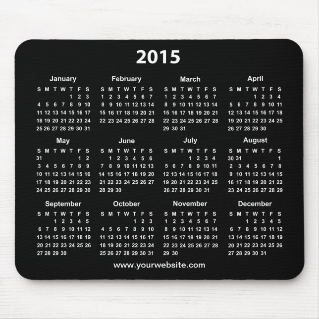Mousepad Negócio preto e branco de 2015 calendários (Frente)