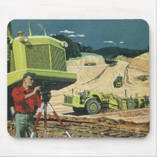 Mousepad Negócios Antigos, Canteiro de Obras com Topógrafo