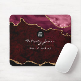 Mousepad Negócios de Pedra Preciosa Ágata Burgundy e Dourad