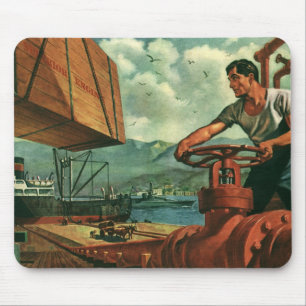 Mousepad Negócios Vintage, Navio Petroleiro com Trabalhador