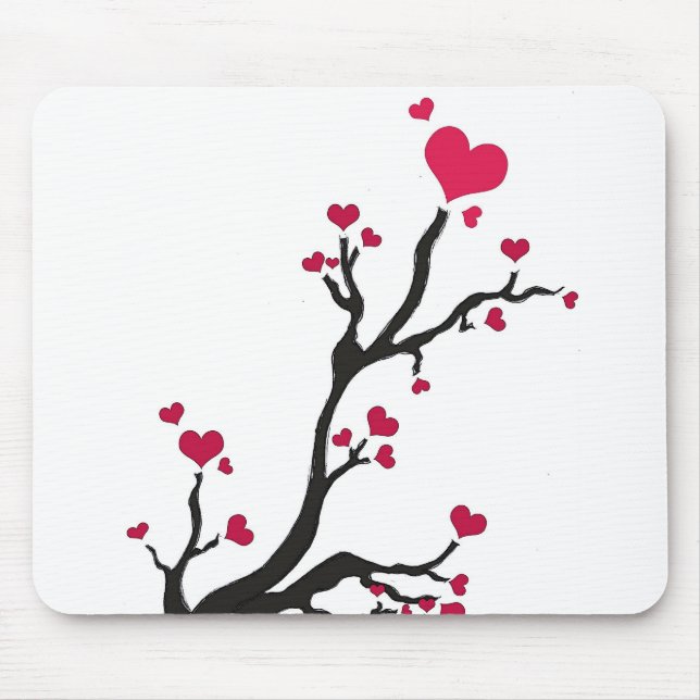 Mousepad negro da árvore cardíaca (Frente)