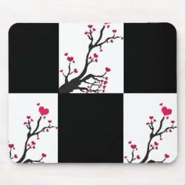 Mousepad negro da árvore cardíaca