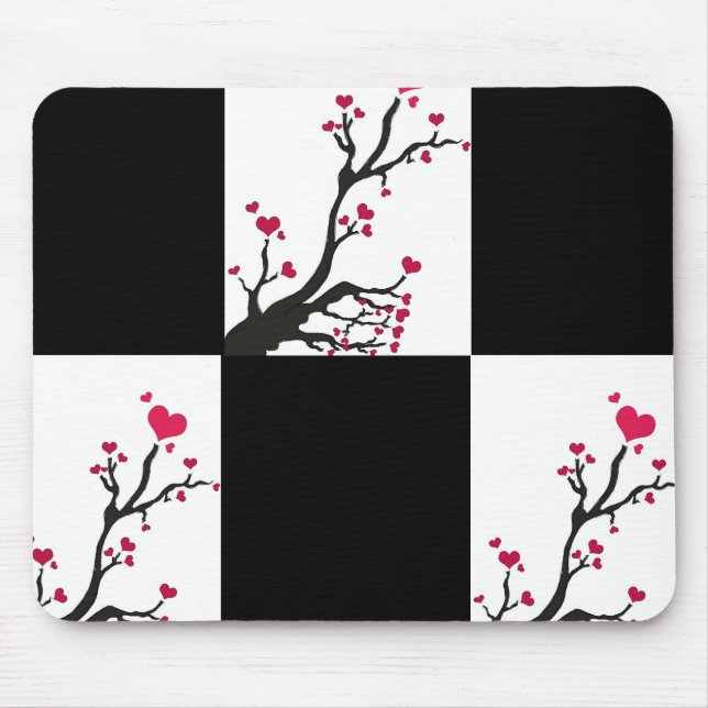 Mousepad negro da árvore cardíaca (Frente)