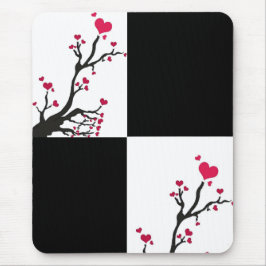 Mousepad negro da árvore cardíaca