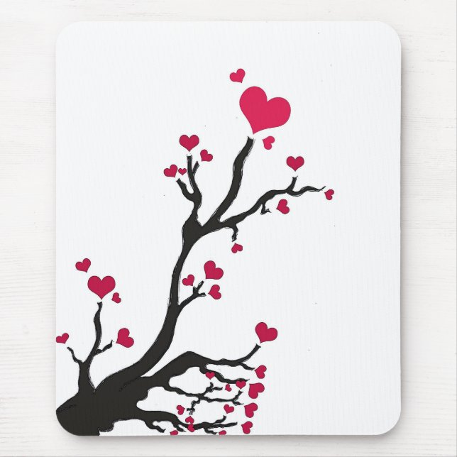 Mousepad negro da árvore cardíaca (Frente)