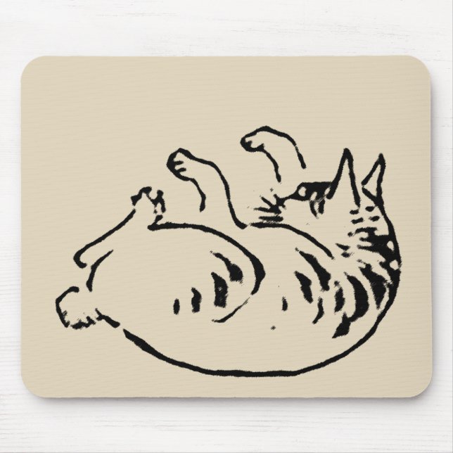 Mousepad Néko japonês bonito de Utagawa Hiroshige (Frente)