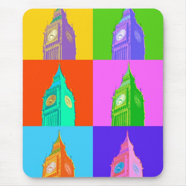 Mousepad Néon Big Ben do pop art (Frente)