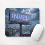 Mousepad Neon Billboard with INVEST Text<br><div class="desc">A neon billboard lights up the stormy city,  boldly displaying the message Invest amidst flashing lightning</div>