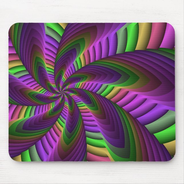 Mousepad Neon Colors Flash - Padrão Fractal Colorido (Frente)