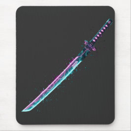 Mousepad Neon Cyber-Katana: Tech de lâmina digital mousepa