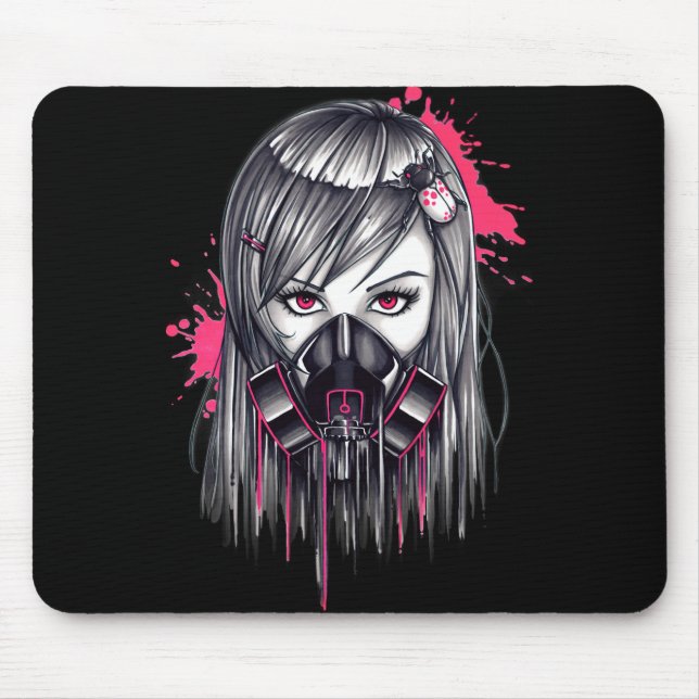 Mousepad Neon Gas Mask Girl (Frente)