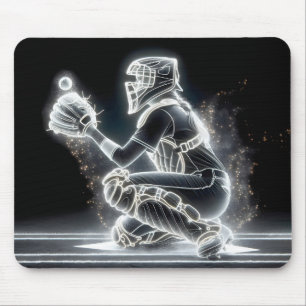 Mousepad Neon Girl Baseball Catcher
