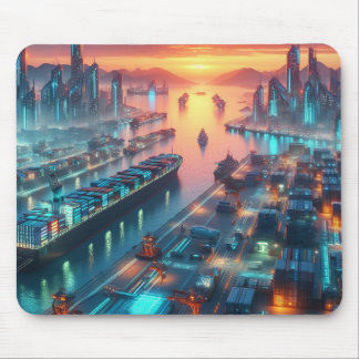 Mousepad Neon Harbor Sunset