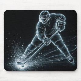 Mousepad Neon Hockey Player On Ice
