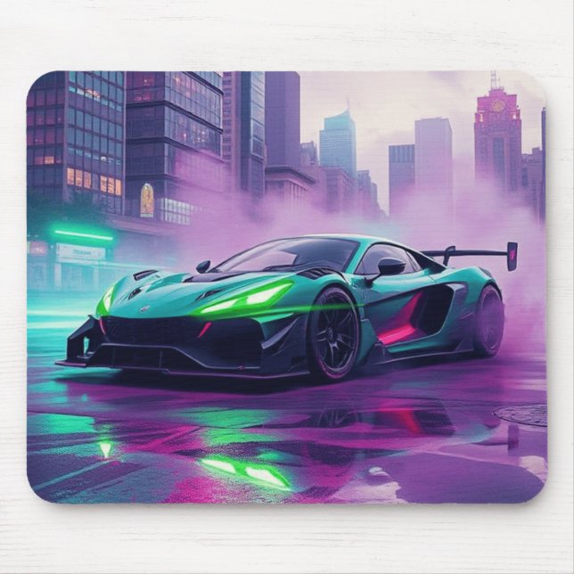 Mousepad Neon Hyper Car Vibrante (Frente)