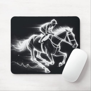 Mousepad Neon Jockey em um cavalo galopante