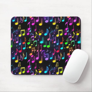 Mousepad Neon Music Notes On Black (Notícias sobre música n