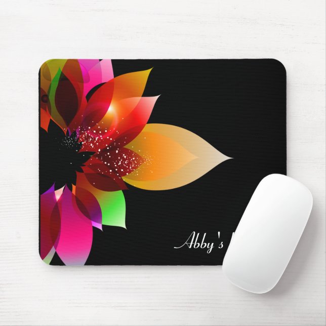 Mousepad Neon Rainbow Dahlia A Preto (Com mouse)