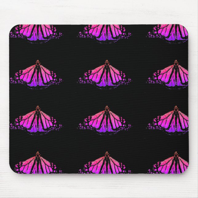 Mousepad Neon rosa e roxo Monarch está por toda a parte (Frente)
