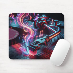 Mousepad Neon Turntable Com Registro De Vinilo