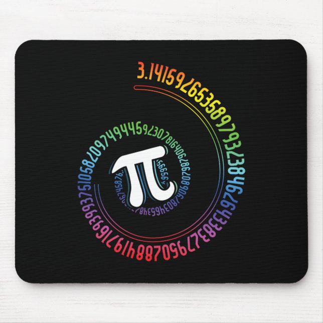 Mousepad Nerd Espiral Arco-Íris, Geek Matemático, Dia Pi (Frente)