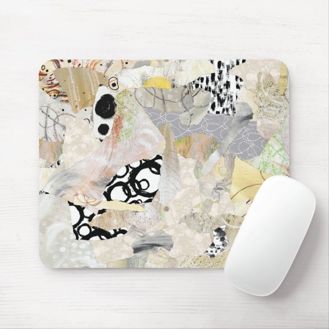 Mousepad Neutral Elegant Abstract Collage Design (Com mouse)