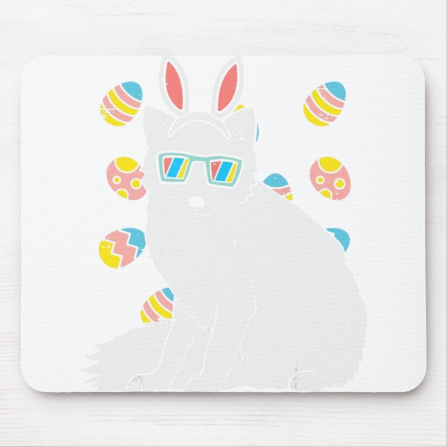 Mousepad Neve Árctica Raposa Coelho Ouro Óculos Páscoa Ani (Frente)