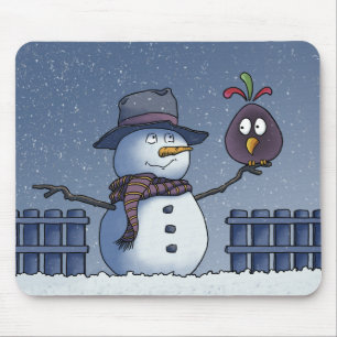 Mousepad Neve com Pássaro