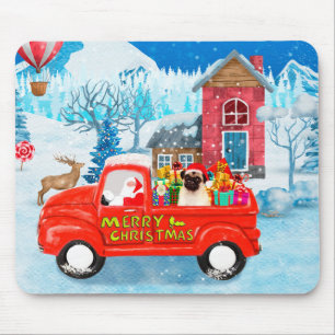 Mousepad Neve de Caminhão de Entrega de Natal de Cachorro