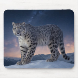 Mousepad Neve Leopardo Selvagem Majestosa Animal Uma Galáxi