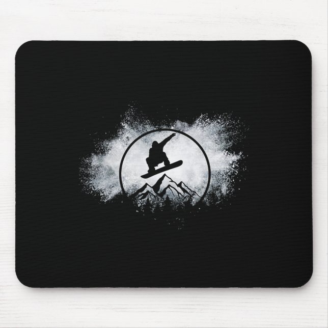 Mousepad Neve Nuvem Grande Ar Snowboarder Snowboard (Frente)