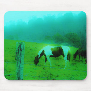 Mousepad Névoa Teal Reto pintado de cor Cavalo